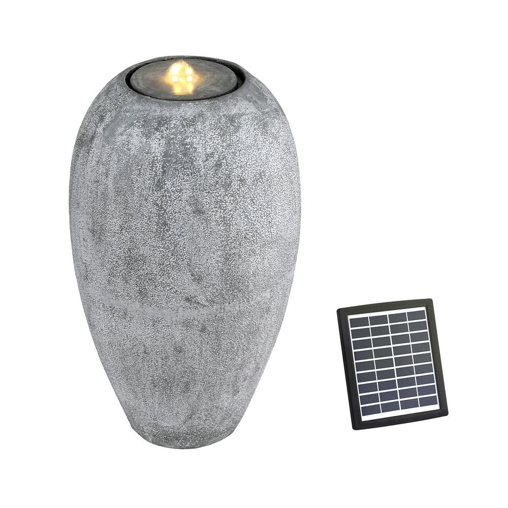 Solar Fountain Water Feature Outdoor Fountain LED Lights Beige