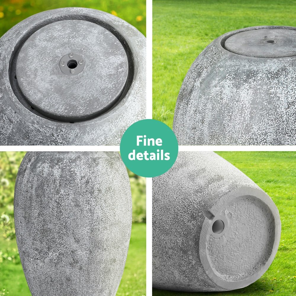 Solar Fountain Water Feature Outdoor Fountain LED Lights Beige