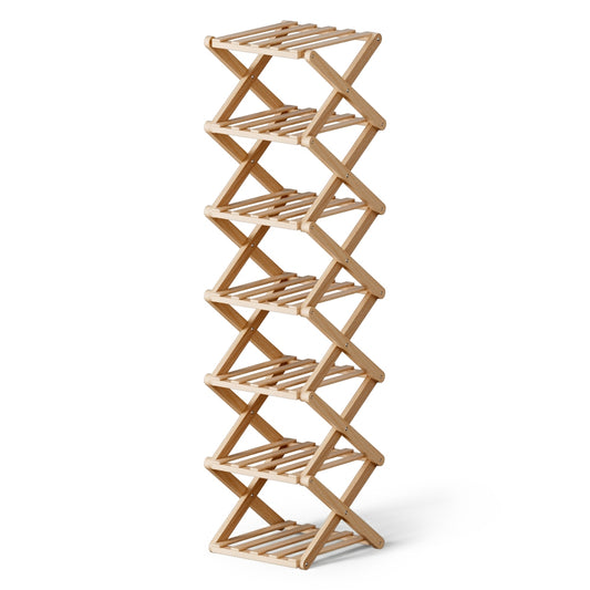 Artiss 7 Tier Bamboo Foldable Shoe Rack Organizer Entryway