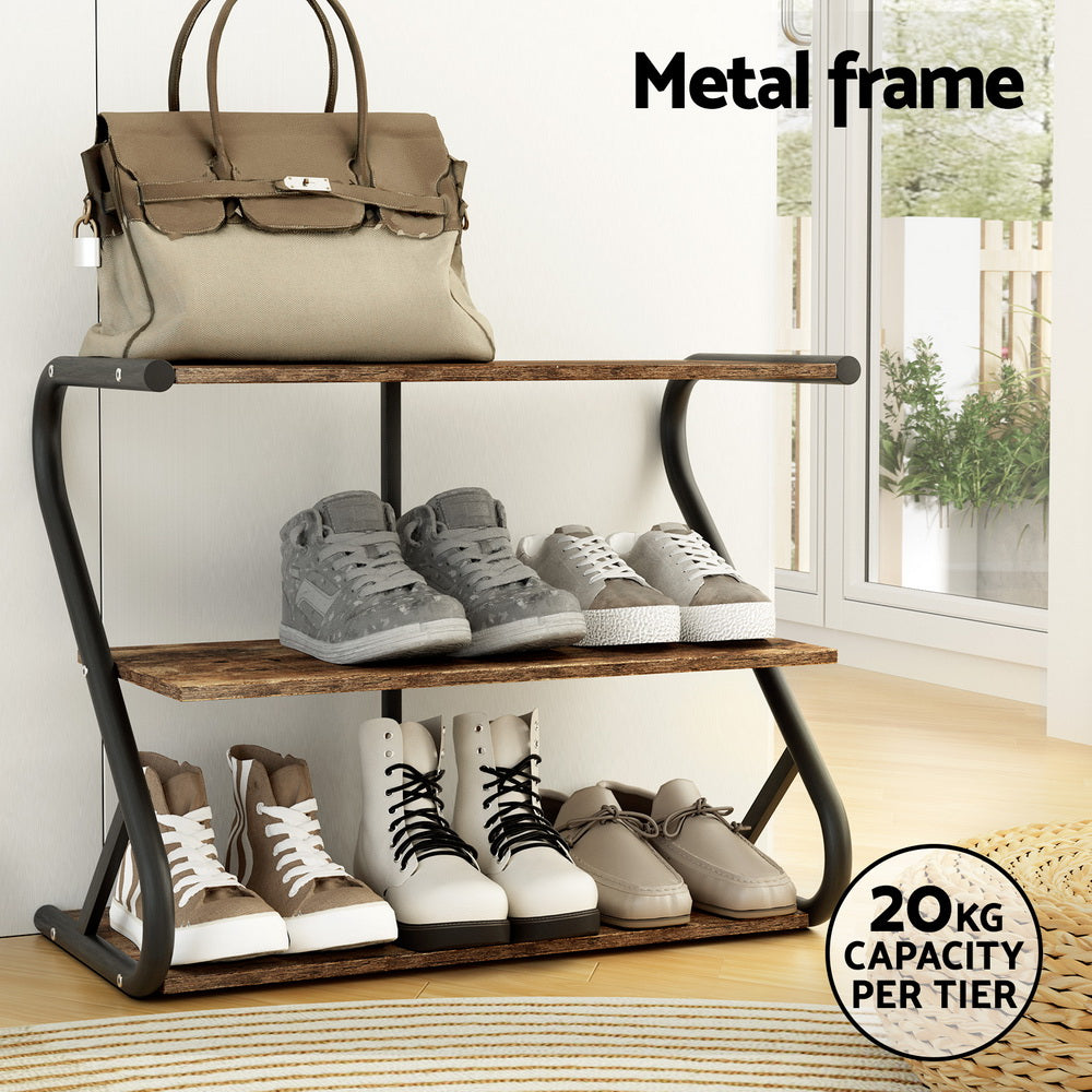 Shoe Rack Cabinet Shoe Storage Stand 3 Tiers Black