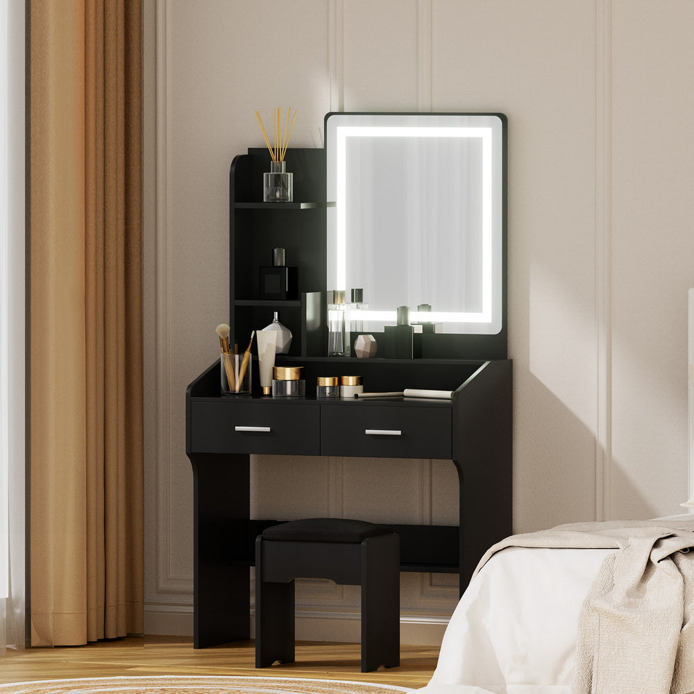 Artiss Dressing Table Set Stool Led Black