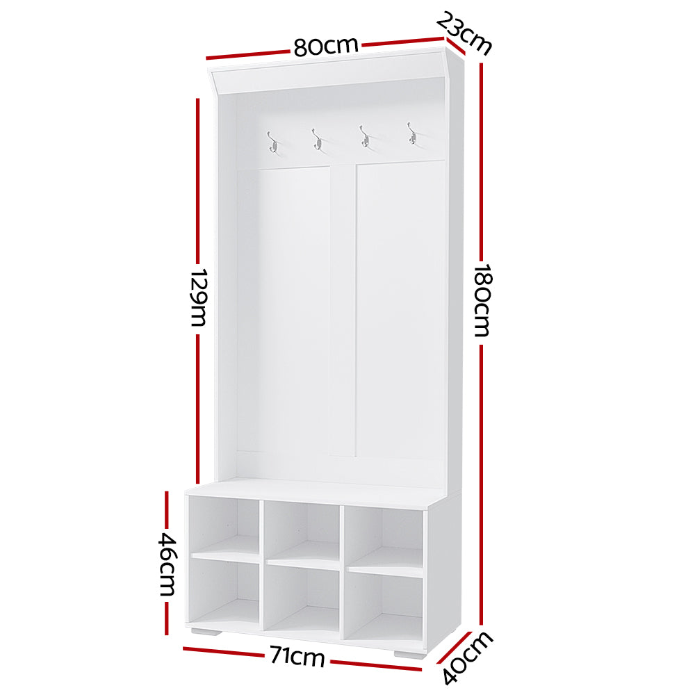 Shoe Rack Cabinet Hall Tree Coat Rack 180CM White