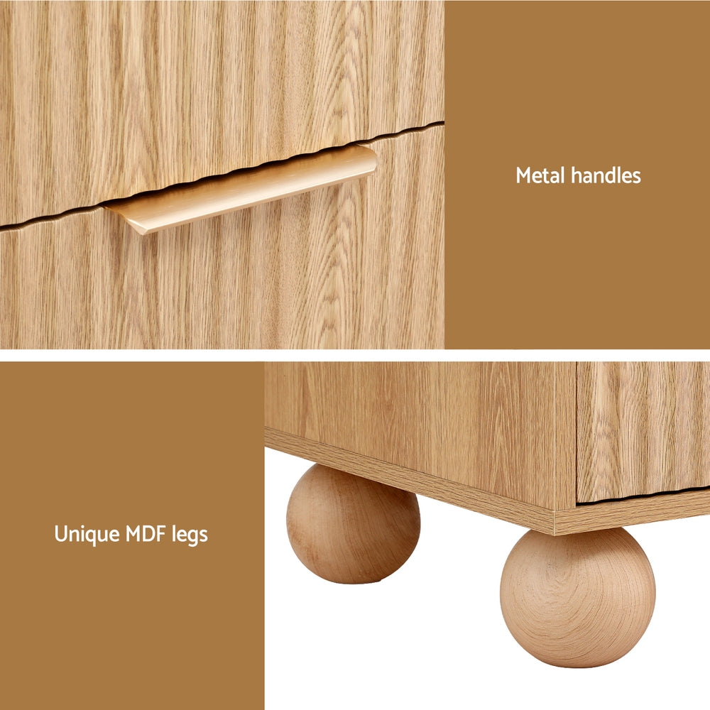 Bedside Table 2 Drawers Pine