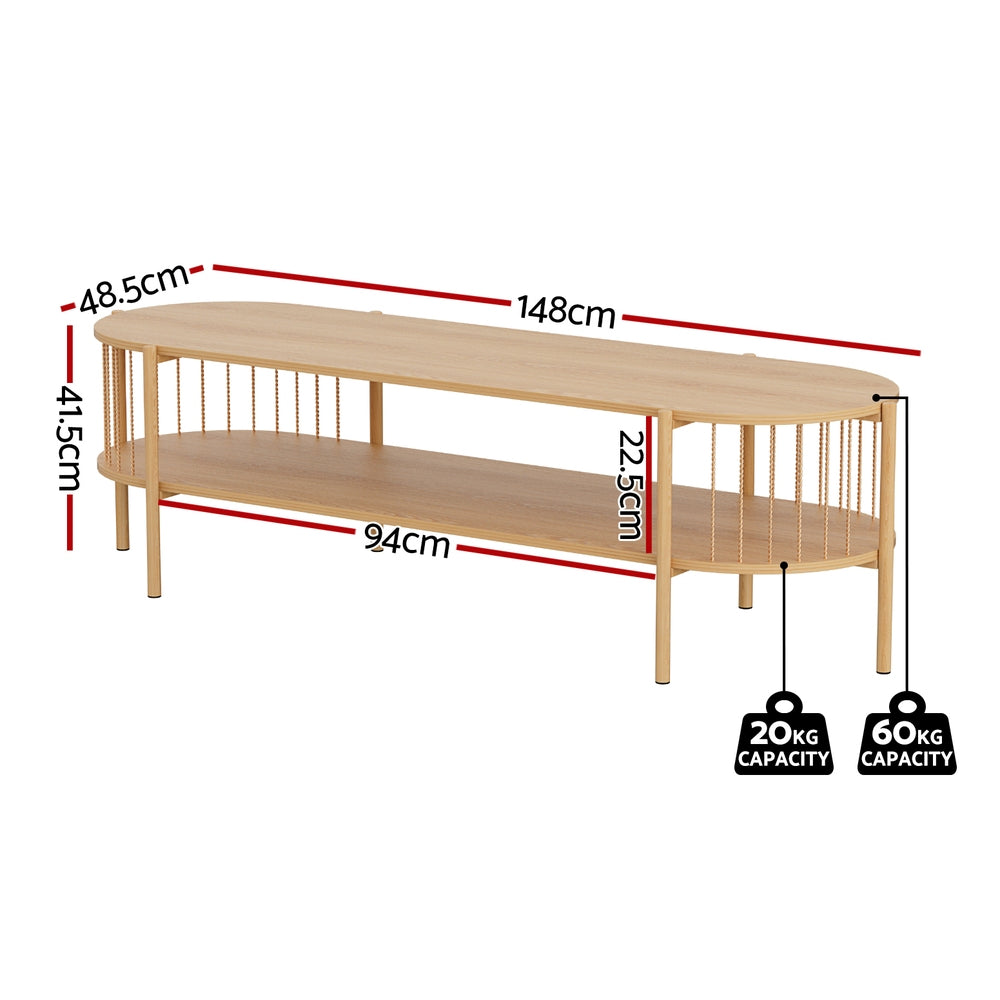 TV Unit Entertainment Unit Storage Shelf 148cm Pine