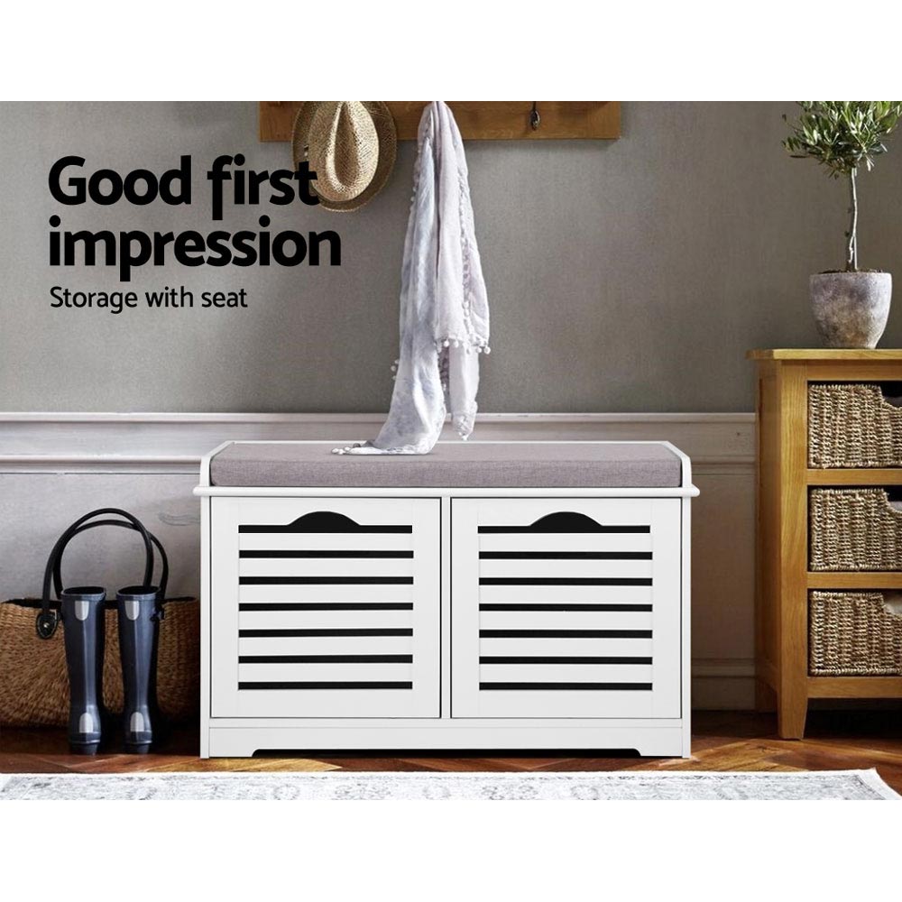 Shoe Rack Cabinet Bench White Caye