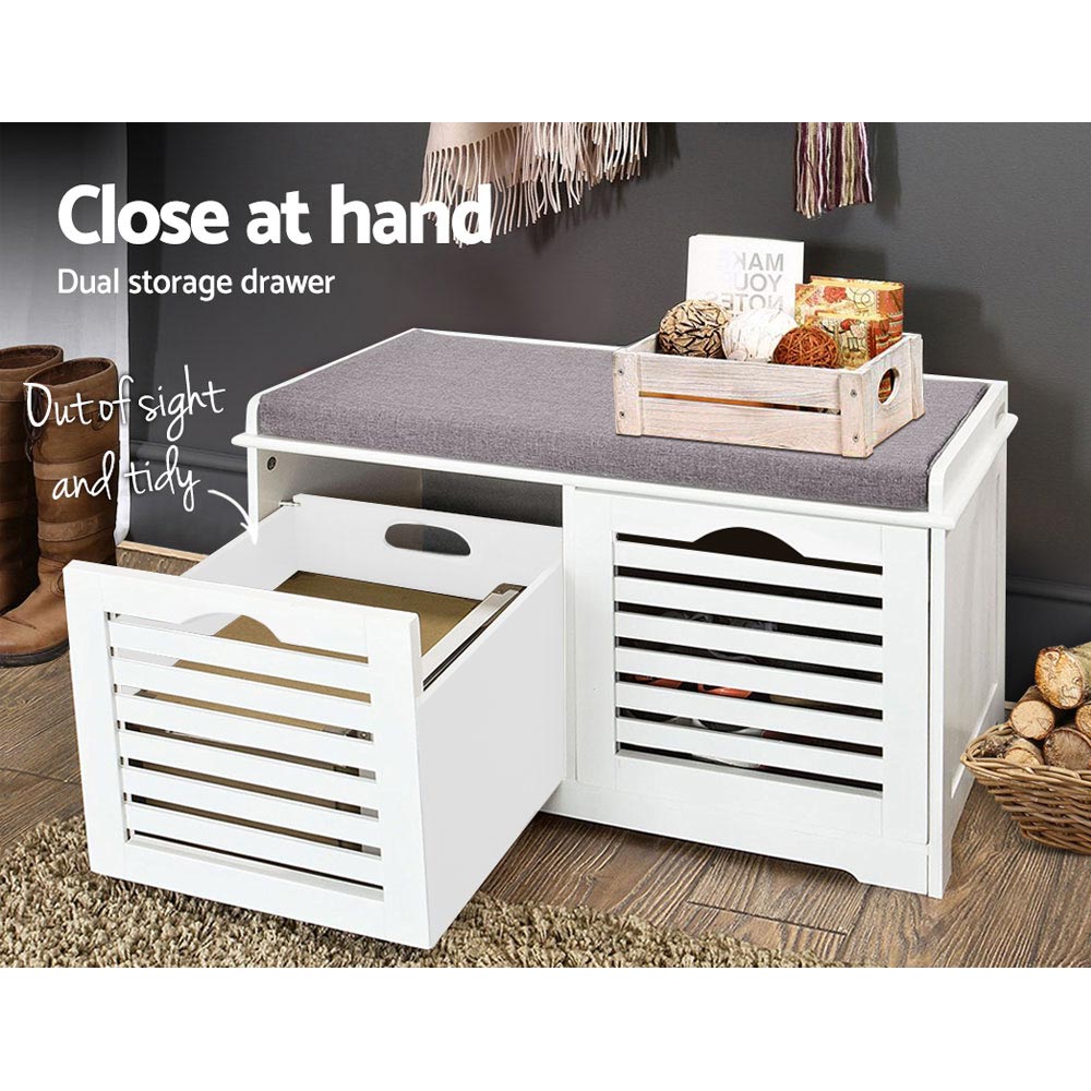 Shoe Rack Cabinet Bench White Caye