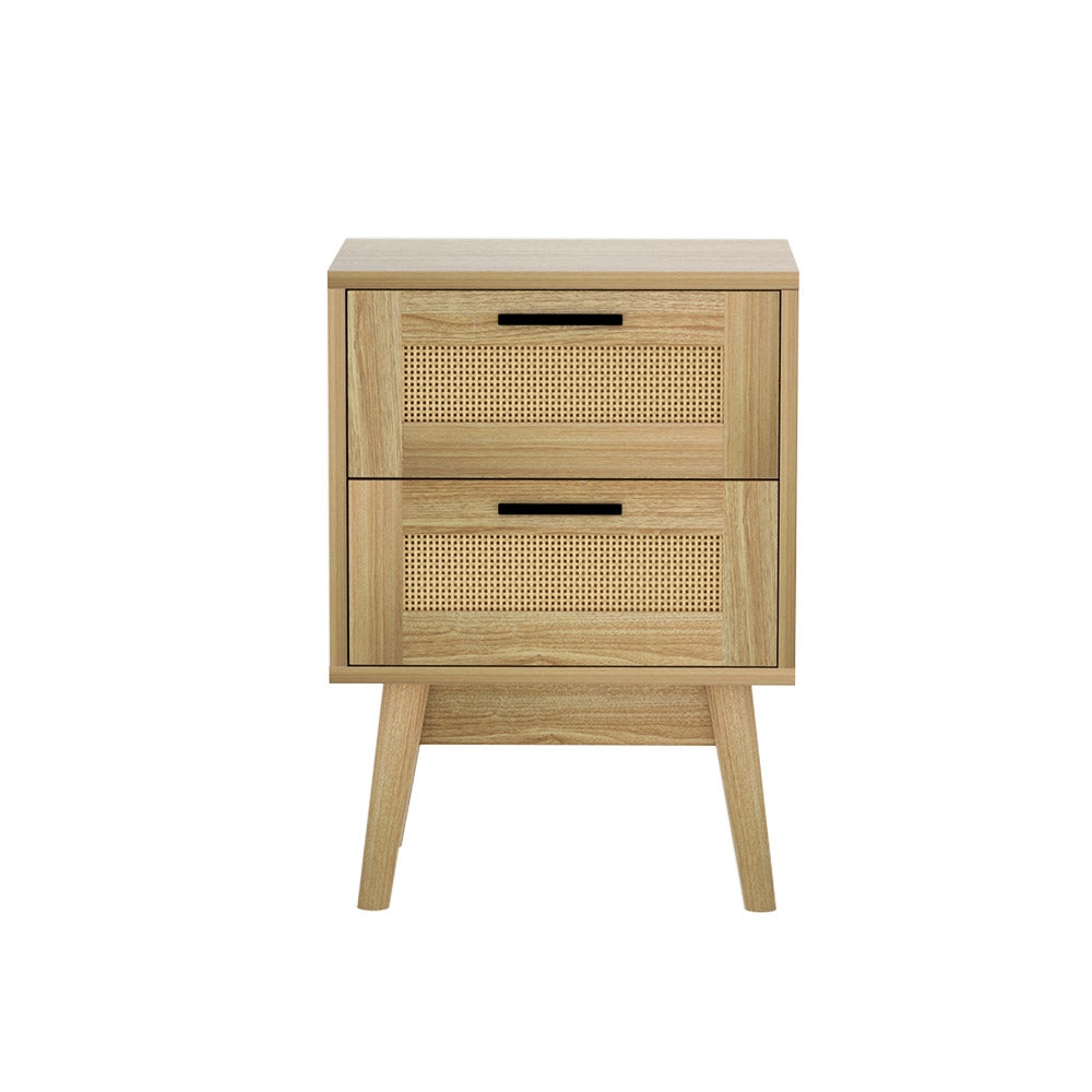 Bedside Table 2 Drawers Wood - RIE Oak