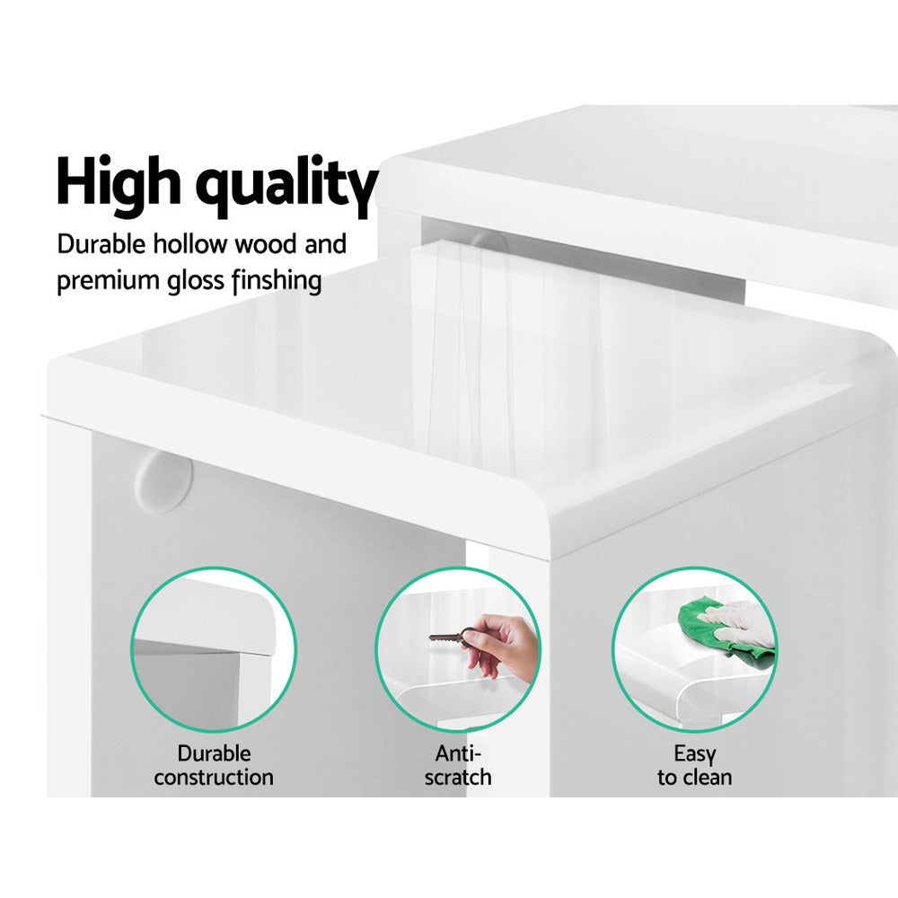 Nesting Coffee Table Set of 3 Glossy White