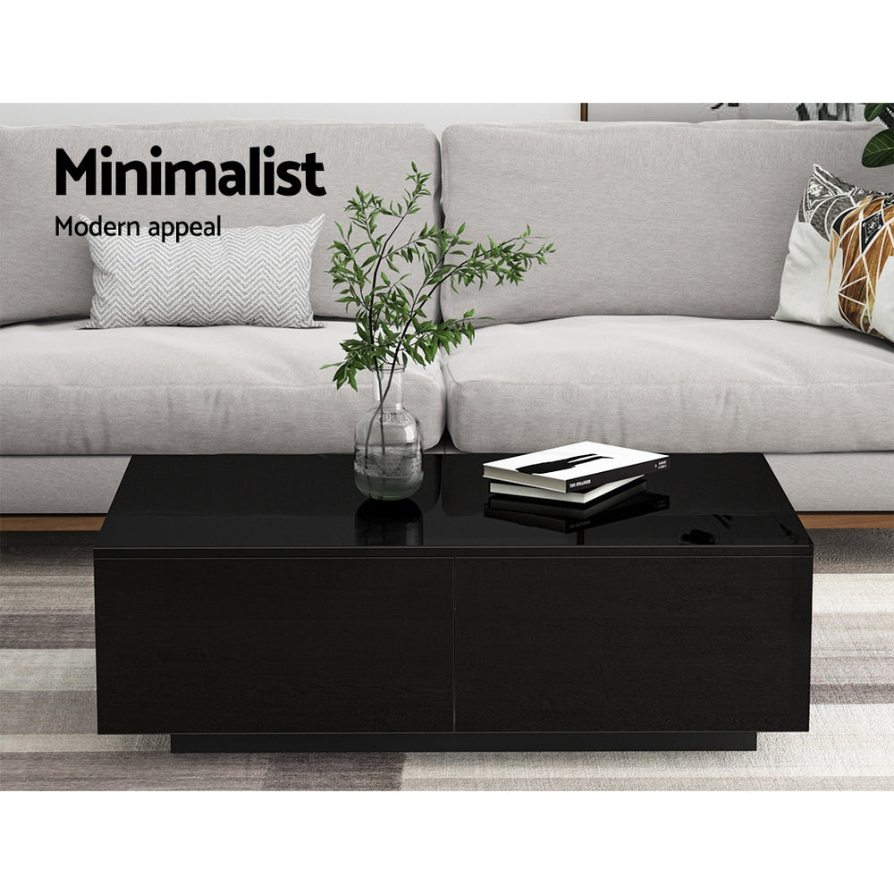 Coffee Table 4 Drawers Black Trevi