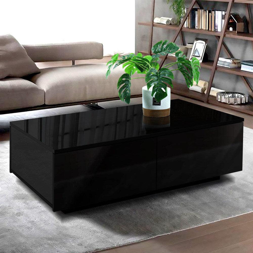 Coffee Table 4 Drawers Black Trevi