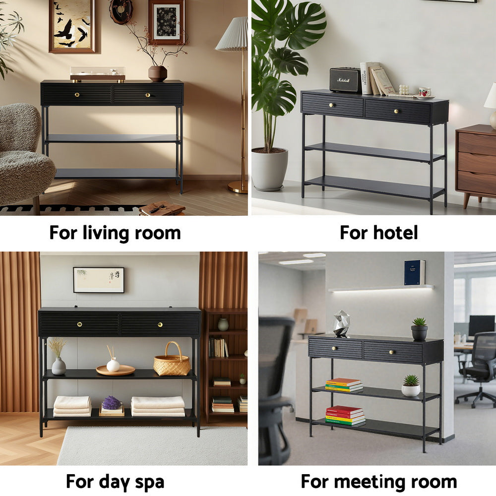 Console Table 3-Tier Black