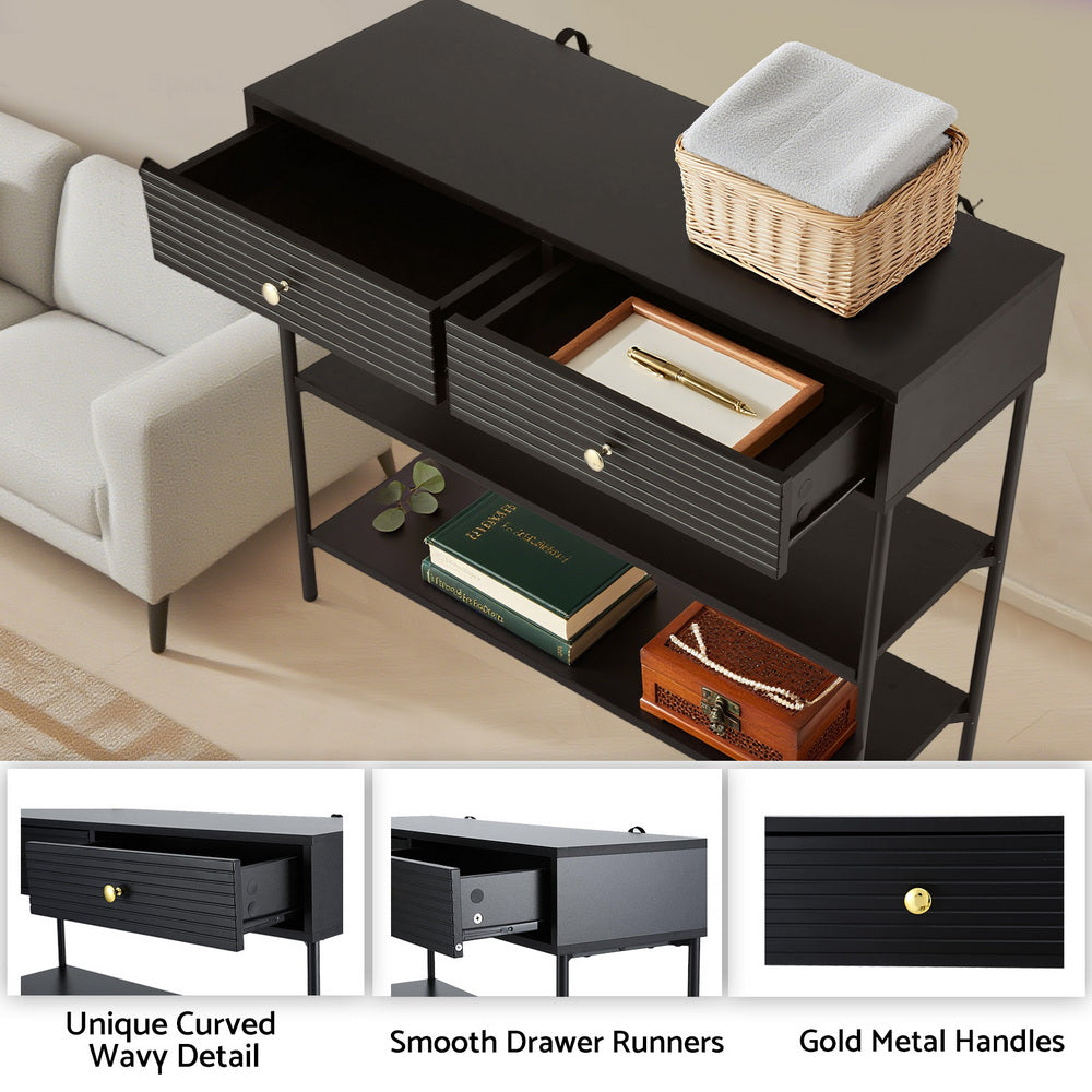 Console Table 3-Tier Black