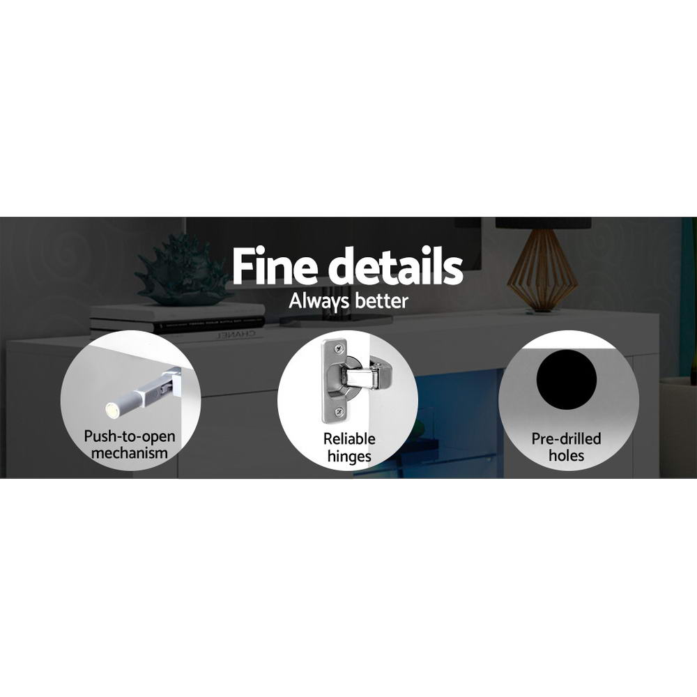 Entertainment Unit TV Cabinet LED 160cm White Bobi