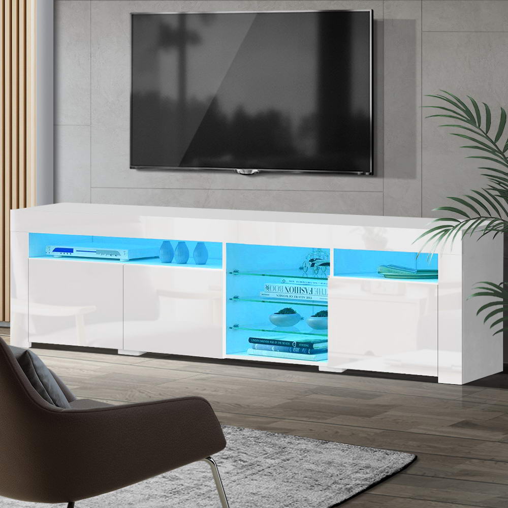 Entertainment Unit TV Cabinet LED 180cm White Bobi