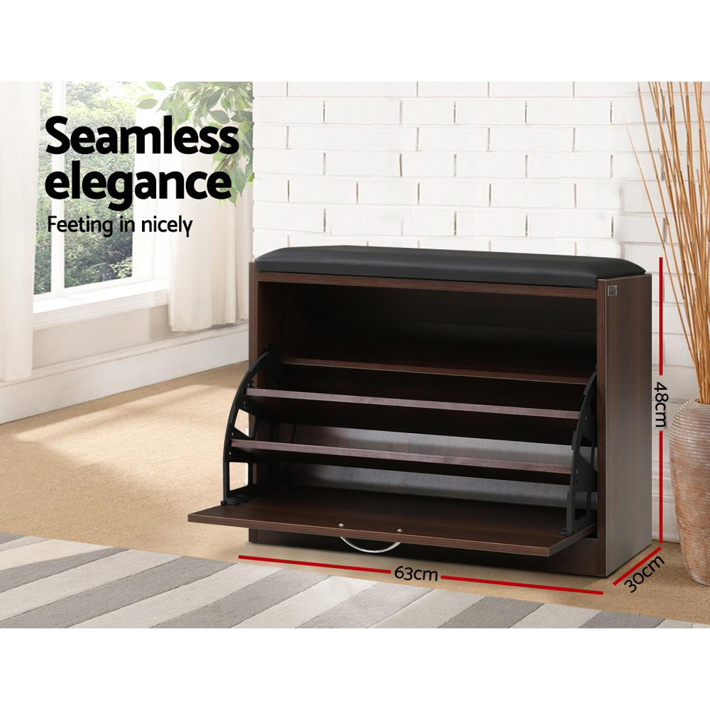 Shoe Rack Cabinet Bench15 Pairs Walnut Kyla