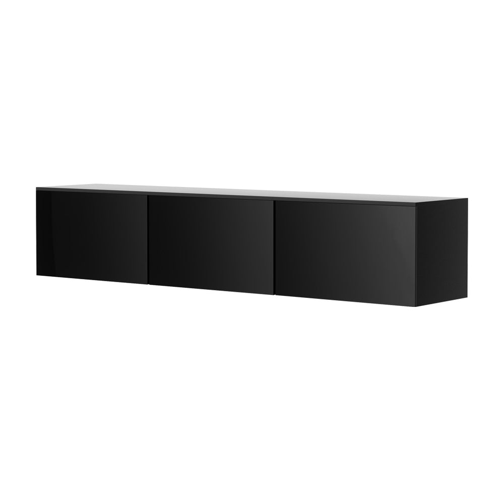 Entertainment Unit TV Cabinet High Glossy Black 3 Cabinets 200CM