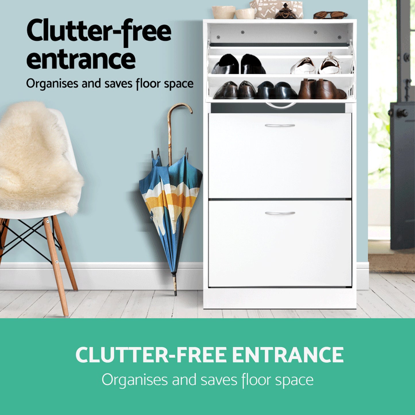 Shoe Rack Cabinet 36 Pairs Adjustable Shelves Ivy