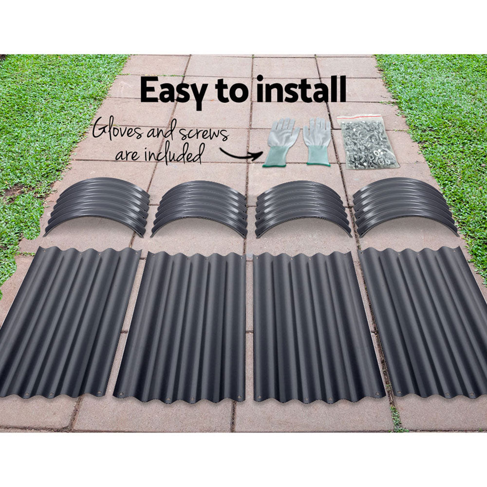 2x Garden Bed 160X80X42cm Oval Planter Box Raised Container Galvanised