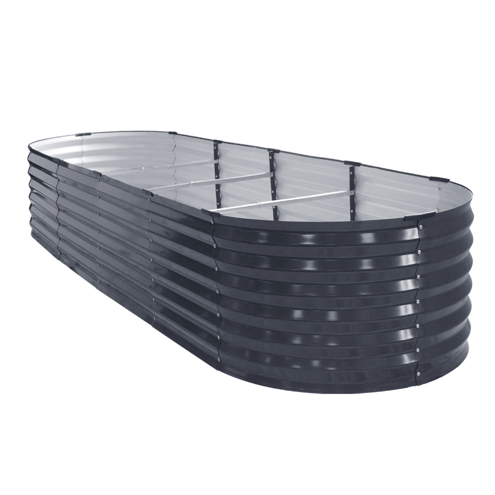 2x Garden Bed 320X80X42cm Oval Planter Box Container Galvanised
