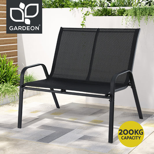 Garden Bench Seat Steel Outdoor Patio Park Lounge Backyard Chair Black