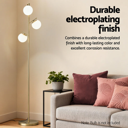 Artiss 3-Light Tree Floor Lamp 165cm Tall Standing Light with Sphere Glass Shades for Modern Homes