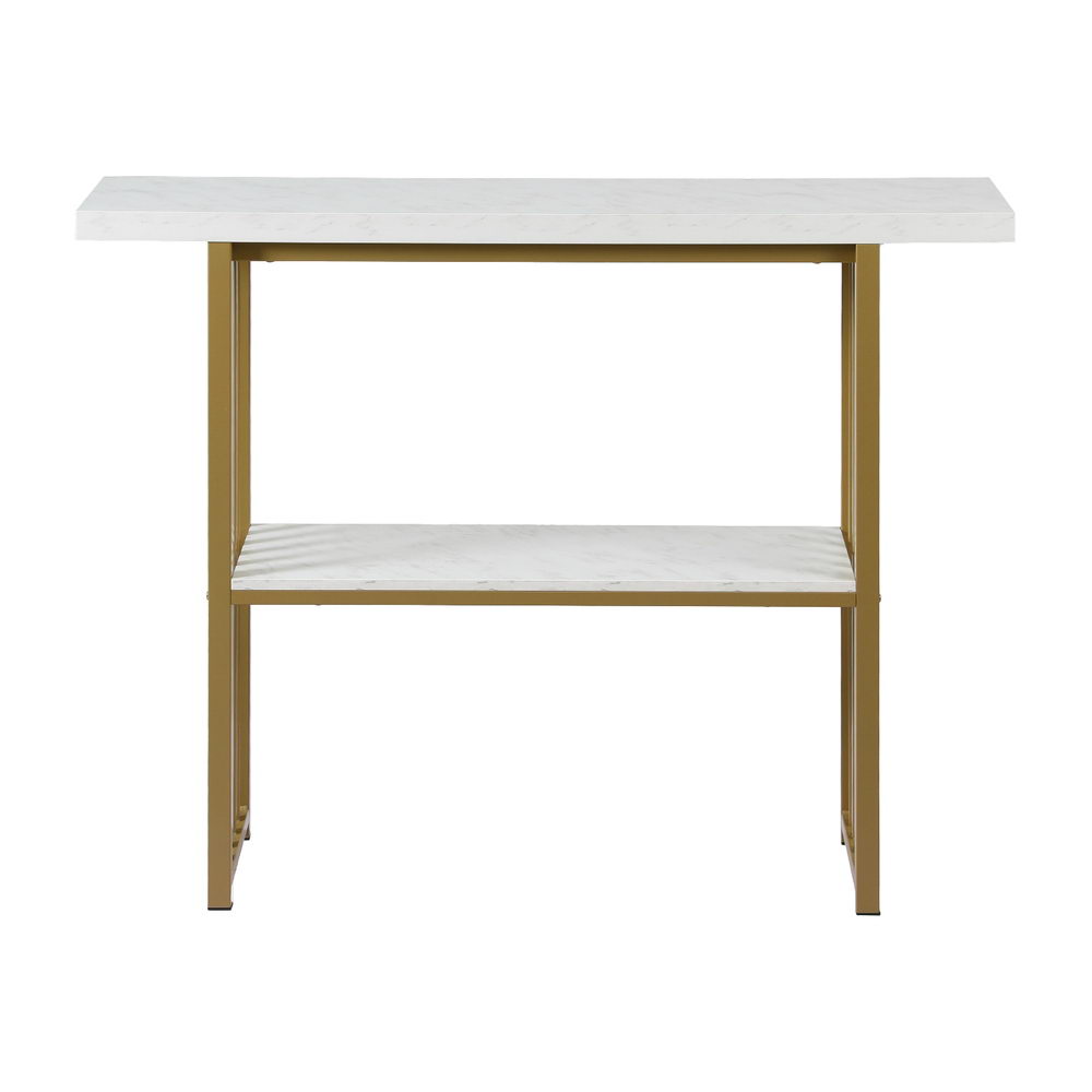 Console Table Marble Effect White&Gold