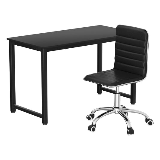 Computer Desk and 120cm Executive Office Chair combo Set PU Leather Low Back Black