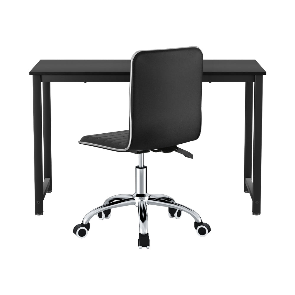 Computer Desk and 120cm Executive Office Chair combo Set PU Leather Low Back Black