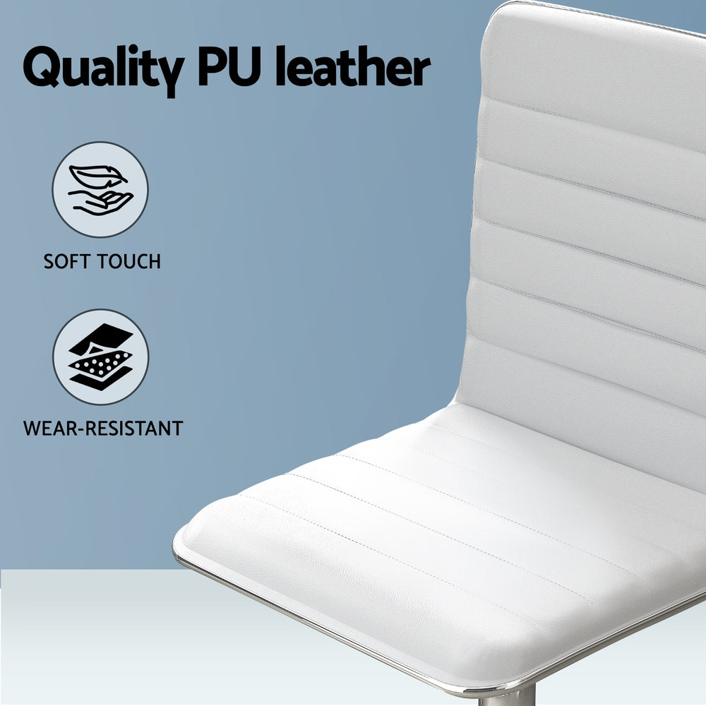 Computer Desk 120cm Executive Office Chairs Set PU Leather Low Back White