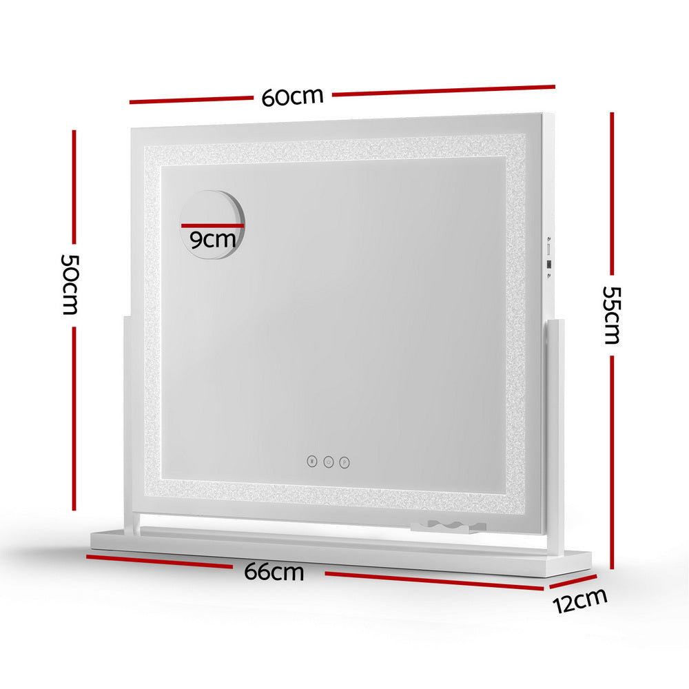 Embellir Makeup Mirror 60x50cm 360ï½ž Rotatable Vanity Mirror with Lights Crystal LED