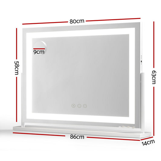 Embellir Makeup Mirror 80x58cm 360ï½ž Rotatable Vanity Mirror with Lights Bright Light Strip Adjustable