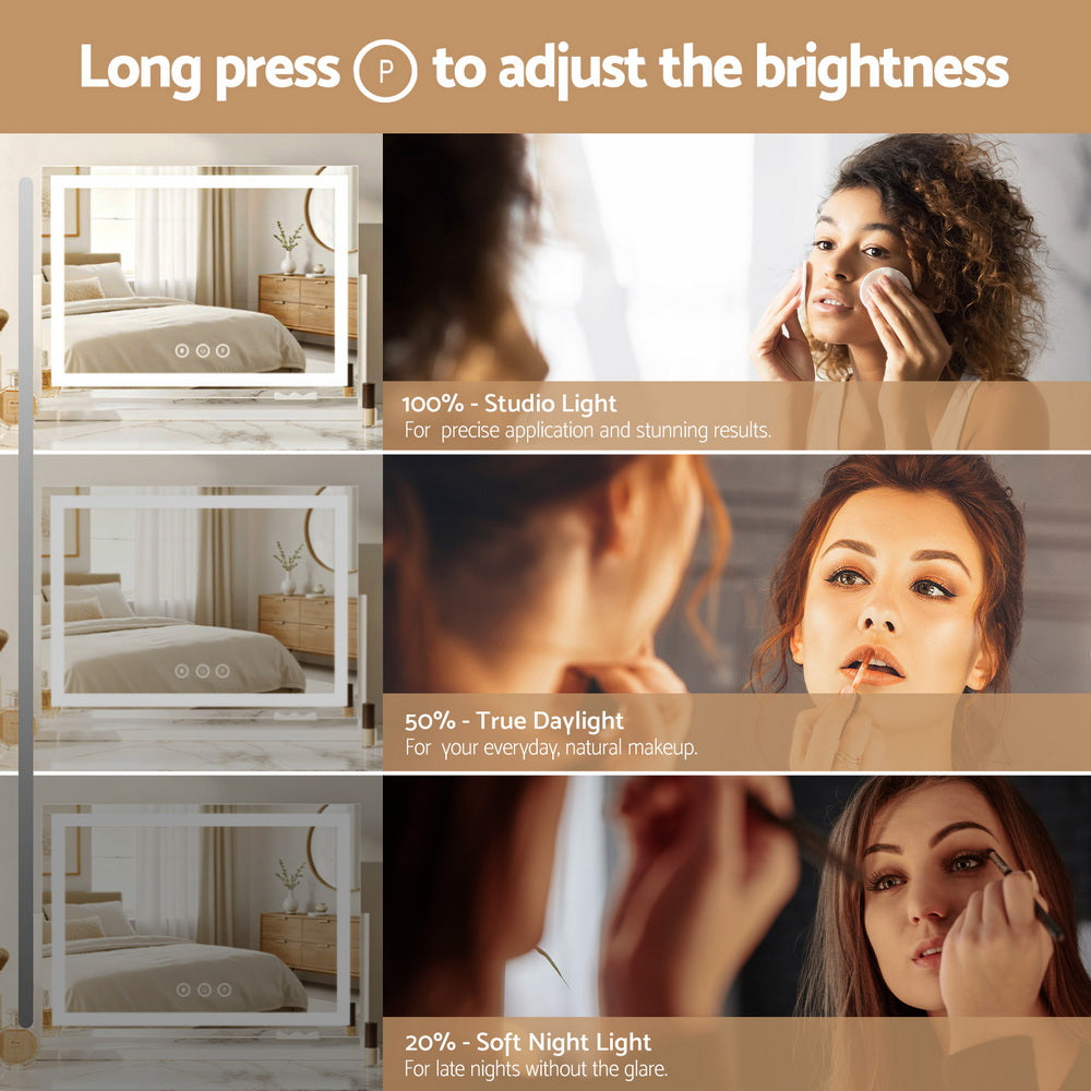 Embellir Makeup Mirror 80x58cm 360ï½ž Rotatable Vanity Mirror with Lights Bright Light Strip Adjustable