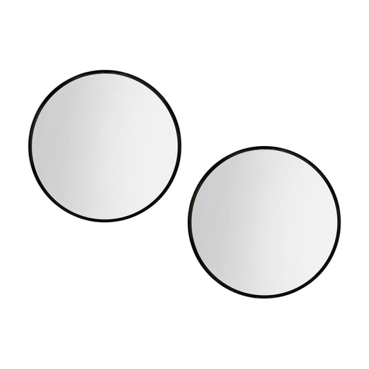 Embellir 2 Wall Mirror Makeup 60cm Home Decor Framed Mirrors Bathroom Round Black