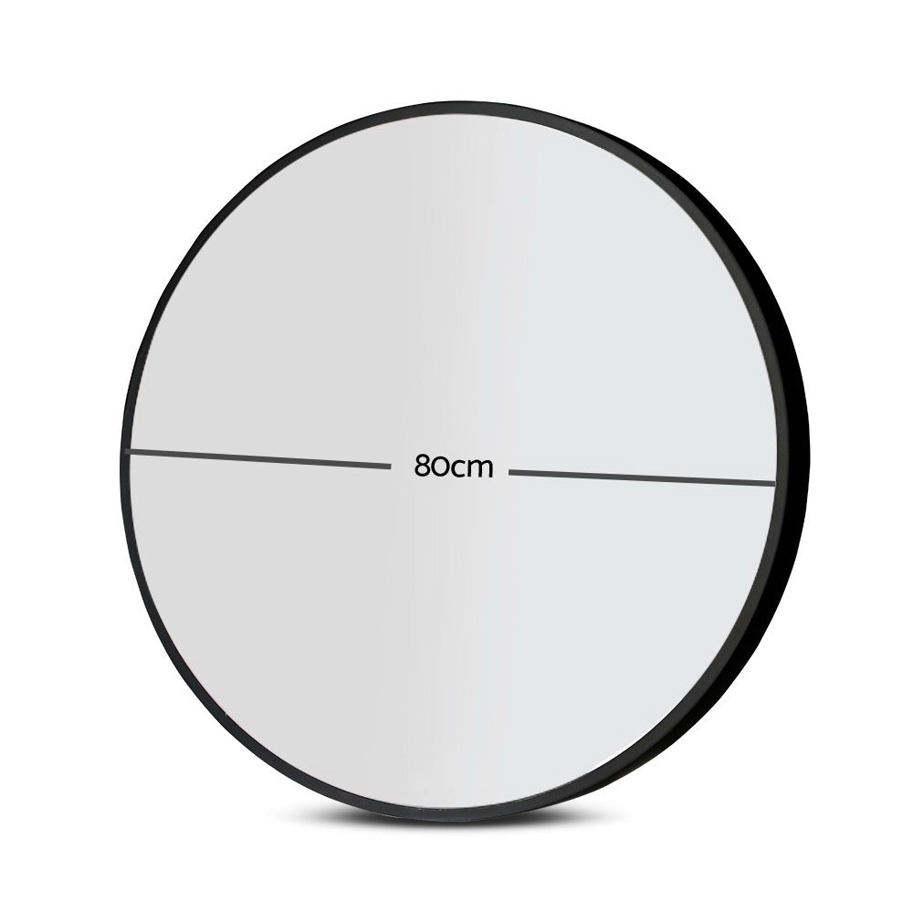 Embellir 2 Wall Mirror Makeup 80cm Home Decor Framed Mirrors Bathroom Round Black