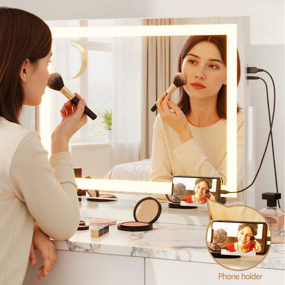 Embellir Makeup Mirror 58x46cm 360ï½ž Rotatable Vanity Mirror with Lights Bright Light Strip Adjustable