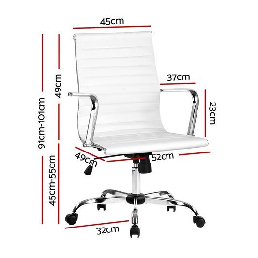 Office Chair Conference Chairs PU Leather Mid Back White