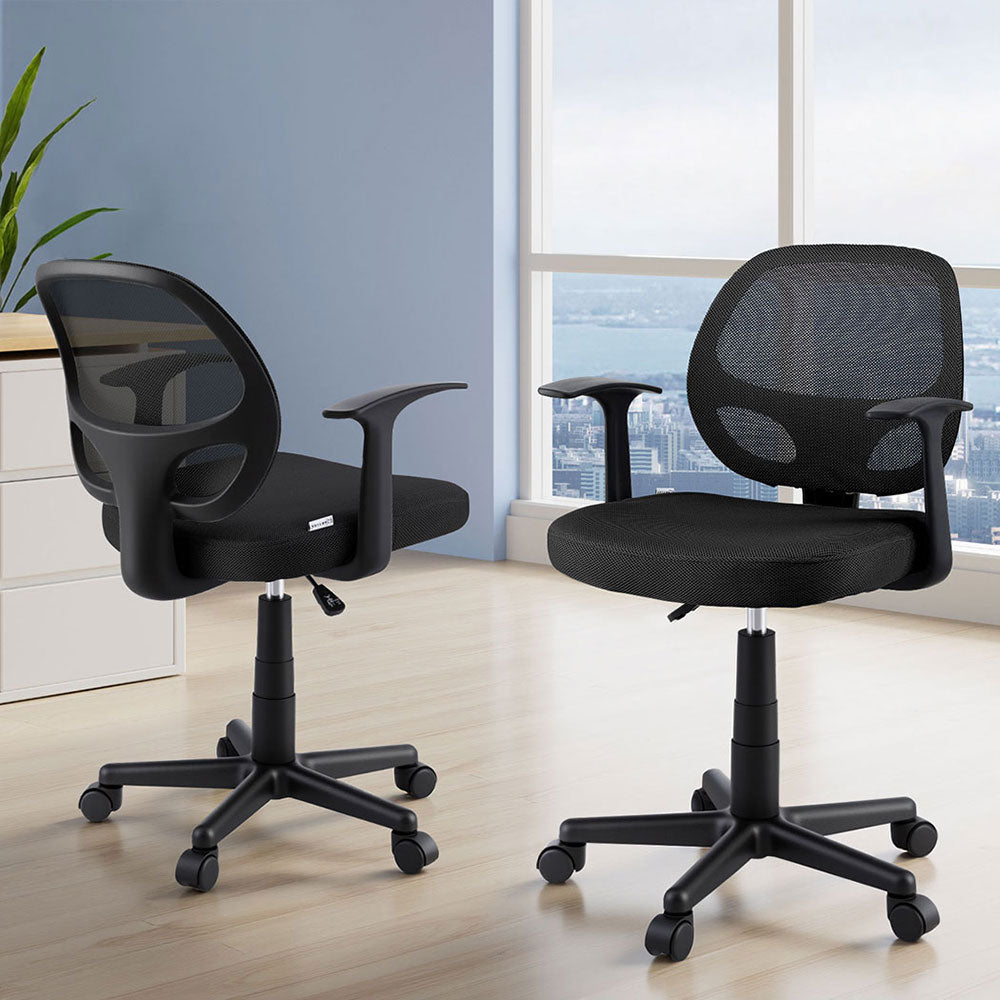 2x Mesh Office Chair Computer Gaming Desk Chairs Work Study Mid Back Black