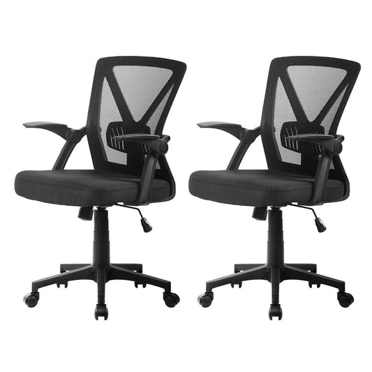 2x Mesh Office Chair Mid Back Black