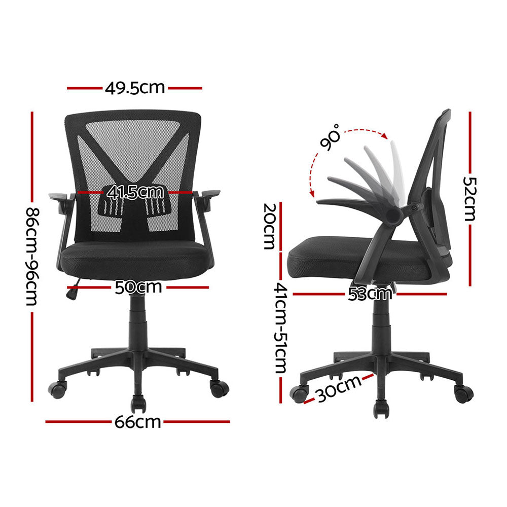 2x Mesh Office Chair Mid Back Black