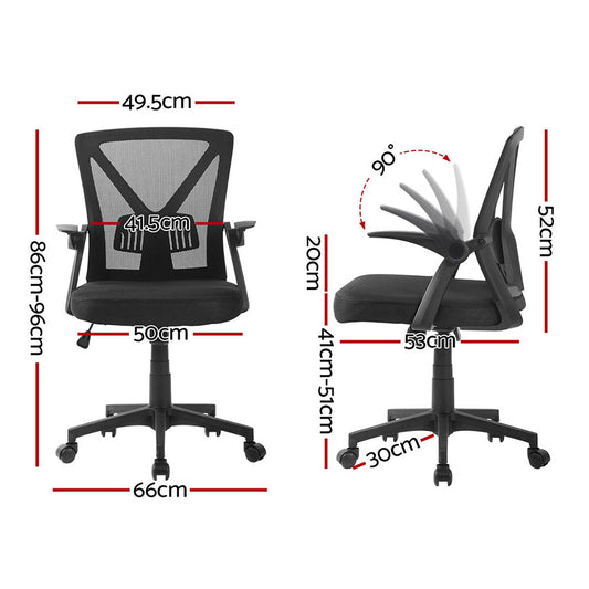 2x Mesh Office Chair Mid Back Black