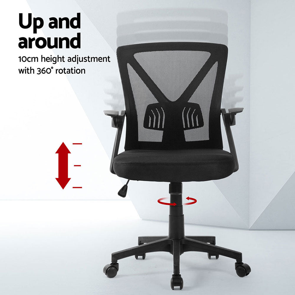 2x Mesh Office Chair Mid Back Black