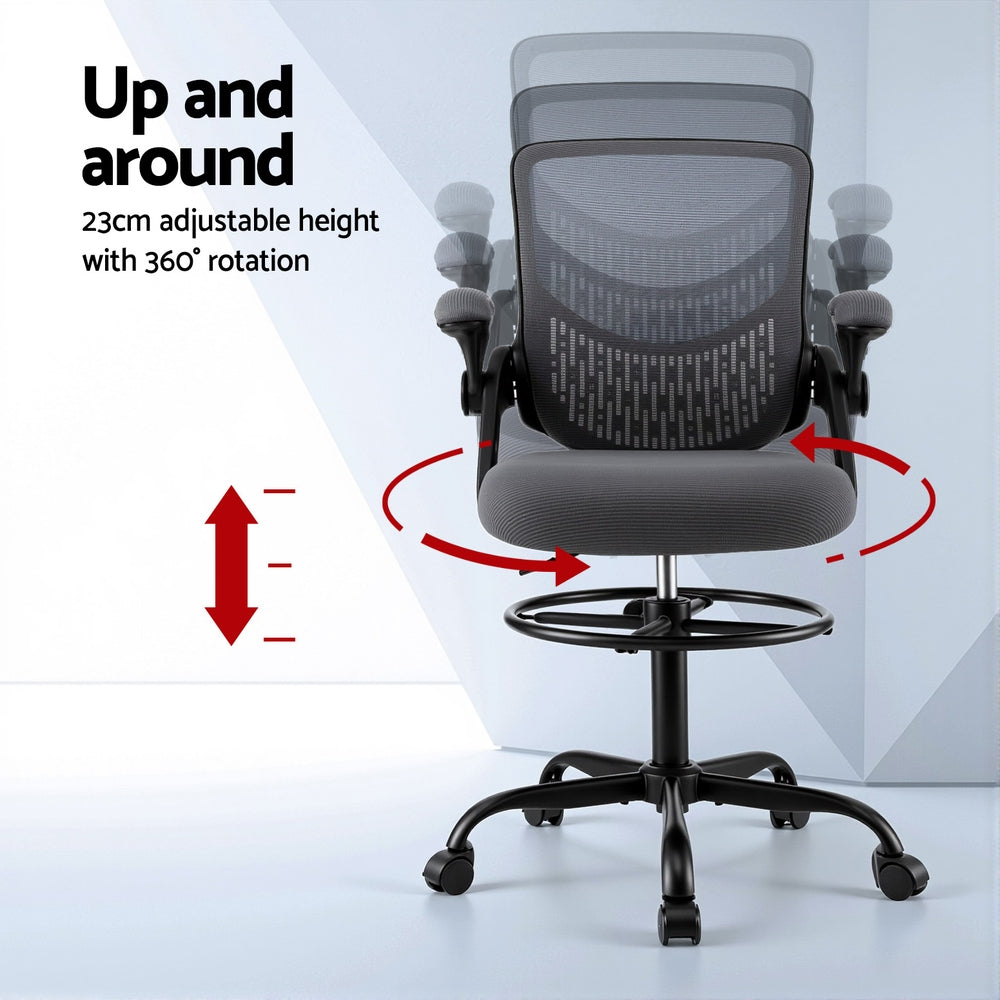 Office Chair Drafting Chairs Stool Computer Desk Studios Mesh Grey