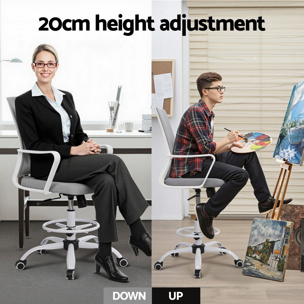 Office Chair Drafting Chairs Stool Computer Desk Studios Mesh White