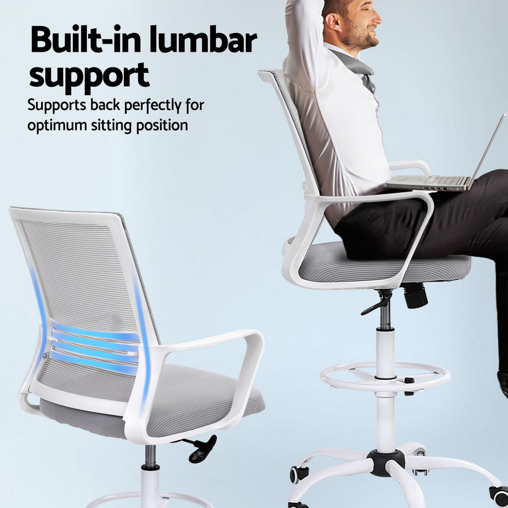 Office Chair Drafting Chairs Stool Computer Desk Studios Mesh White