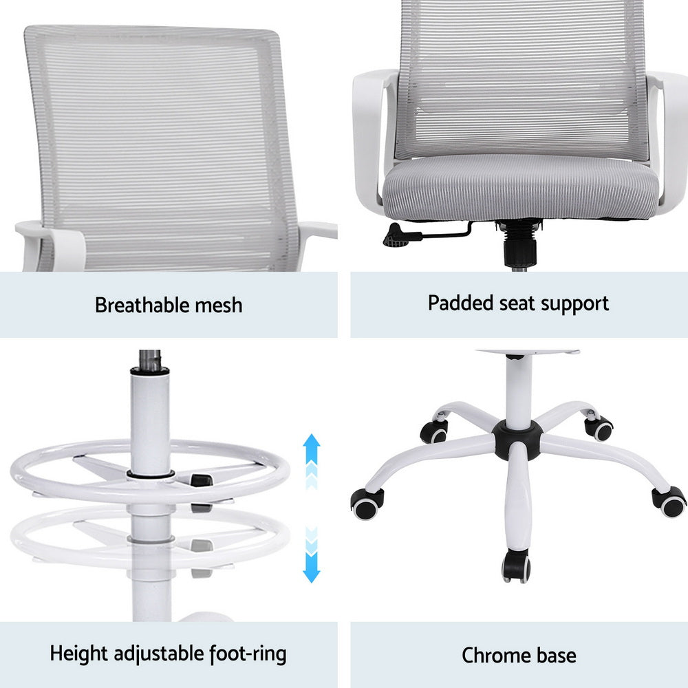 Office Chair Drafting Chairs Stool Computer Desk Studios Mesh White