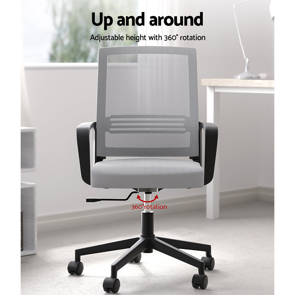 Office Chair Computer Gaming Desk Chairs Work Study Mid Back Grey