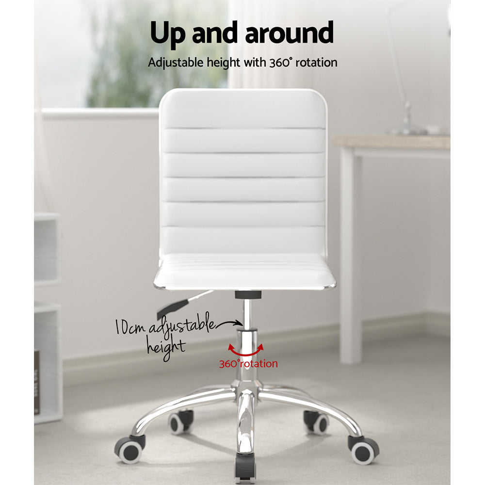 Office Chair Conference Chairs PU Leather Low Back White