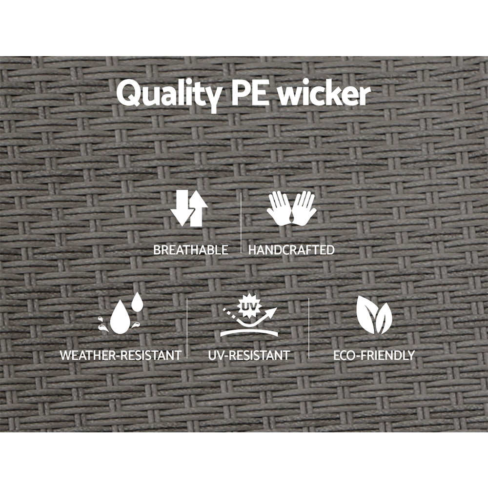 Recliner Chair Sun lounge Wicker Lounger Outdoor Patio Furniture Adjustable Grey