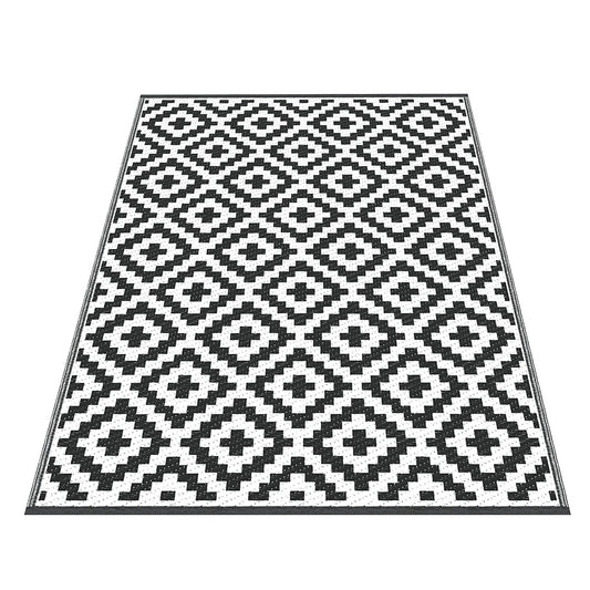 Gardeon Outdoor Rugs 120x180cm Large Carpet Reversible Area Mat PP Dual-Sided Patio Rug Cross