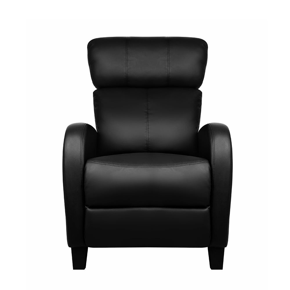 Leather Reclining Armchair - Black